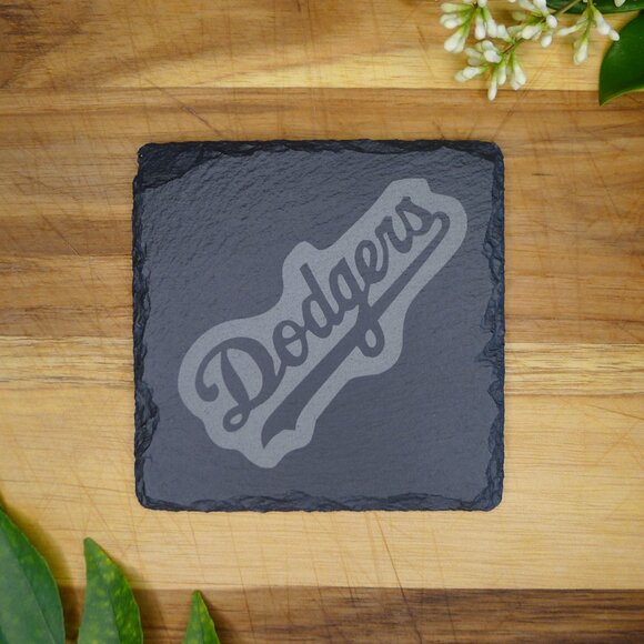 LA Dodgers Slate Coaster Set - Handcrafted Laser Engraved Drink Coasters MLB - Picture 5 of 8